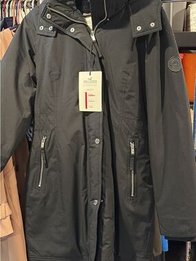 Hollister Black Hooded Parka with Zip Pockets. All weather coat